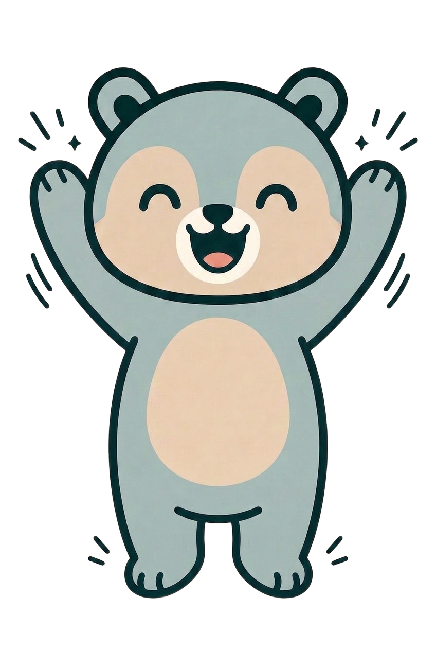 Phonics Bear celebrating a little learning moment